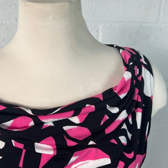 Calvin Klein Women's Sleeveless Cowl Neck Abstract Print Black Pink White Size M - Picture 2 of 5